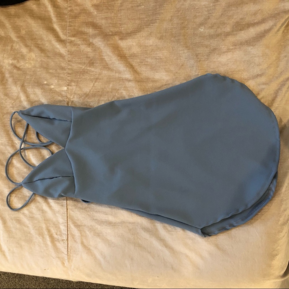 Blue strapped mini dress